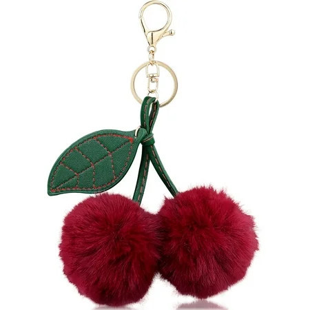 Farcauo Plush Cherry Keychain Cute Bag Charms Stylish Keychains for Women Kawaii Burgundy Purse Charm Car Keyrings | Walmart (US)
