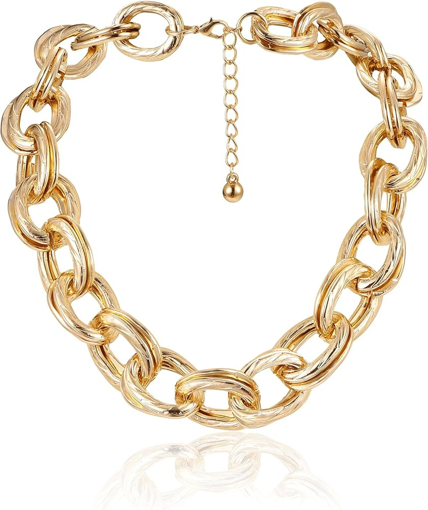 Magitaco Chunky Choker Necklace for Women, Cuban Link Chain Thick Statement Necklace, Big Double ... | Amazon (US)
