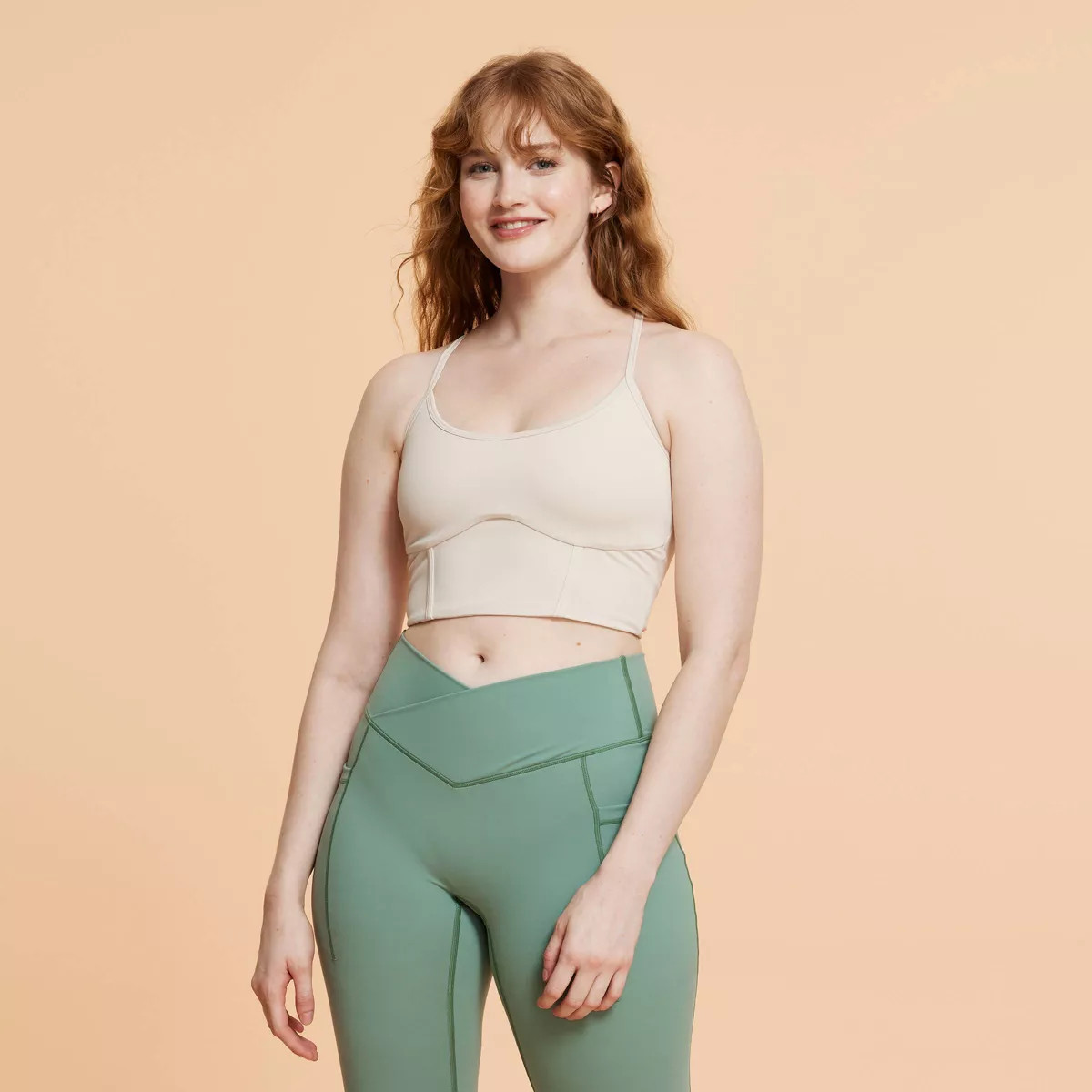 Blogilates Women's Corset Cropped Bralette - Light Taupe S | Target