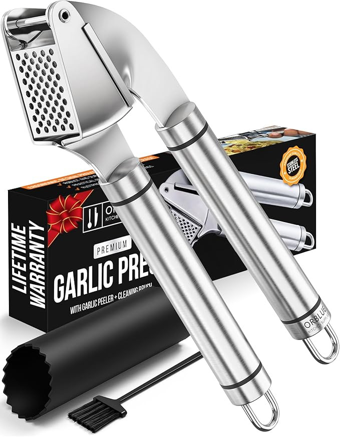 ORBLUE Garlic Press Stainless Steel - Premium Professional Grade Garlic Mincer, Crusher & Peeler ... | Amazon (US)