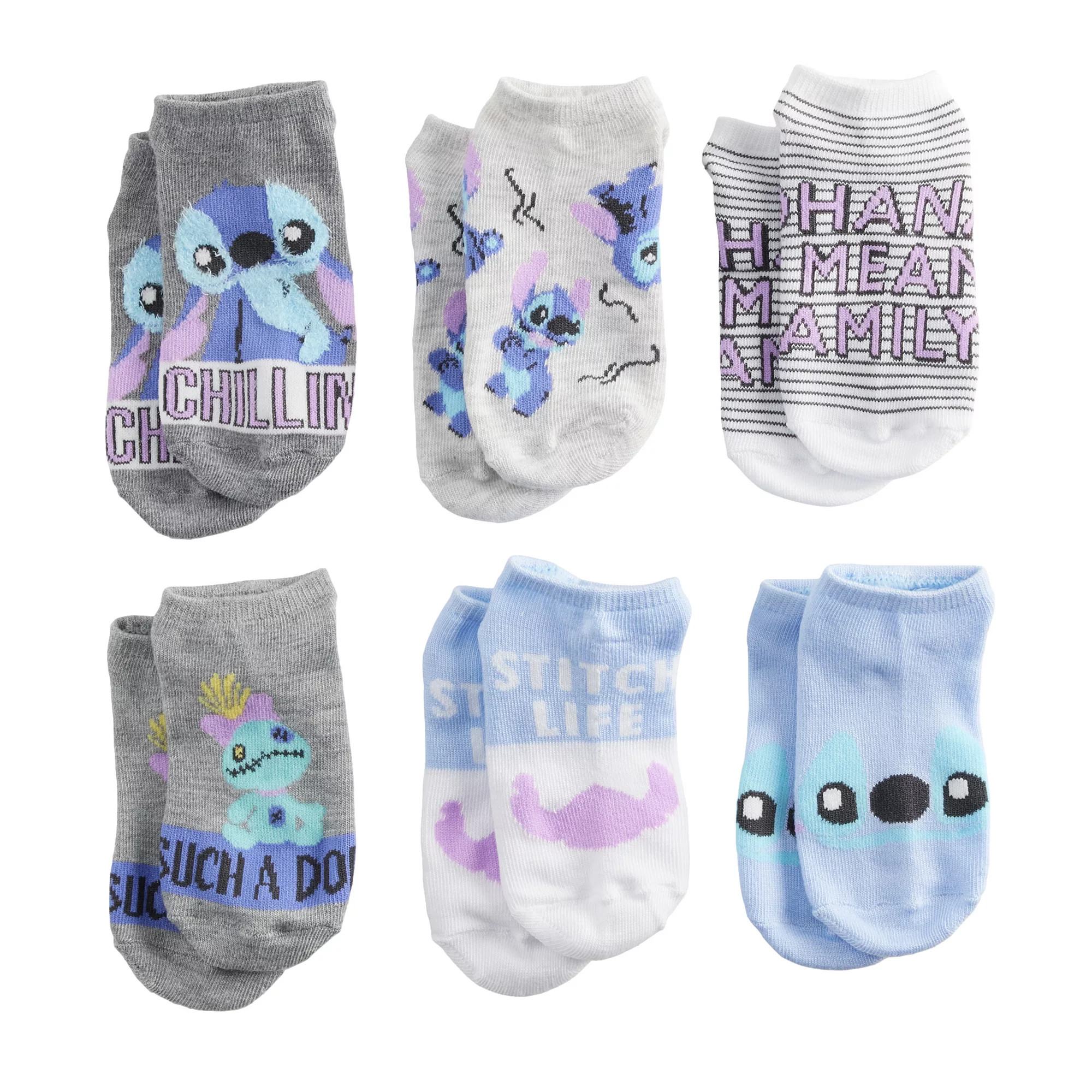 Disney's Lilo & Stitch Girls 6 Pack No-Show Socks | Kohl's