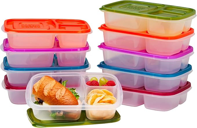 EasyLunchboxes® - Original Stackable Lunch Boxes - Reusable 3-Compartment Food Containers for Ki... | Amazon (US)