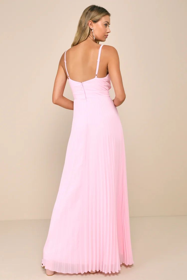 Certainly Lovely Light Pink Pleated Bustier Maxi Dress | Lulus