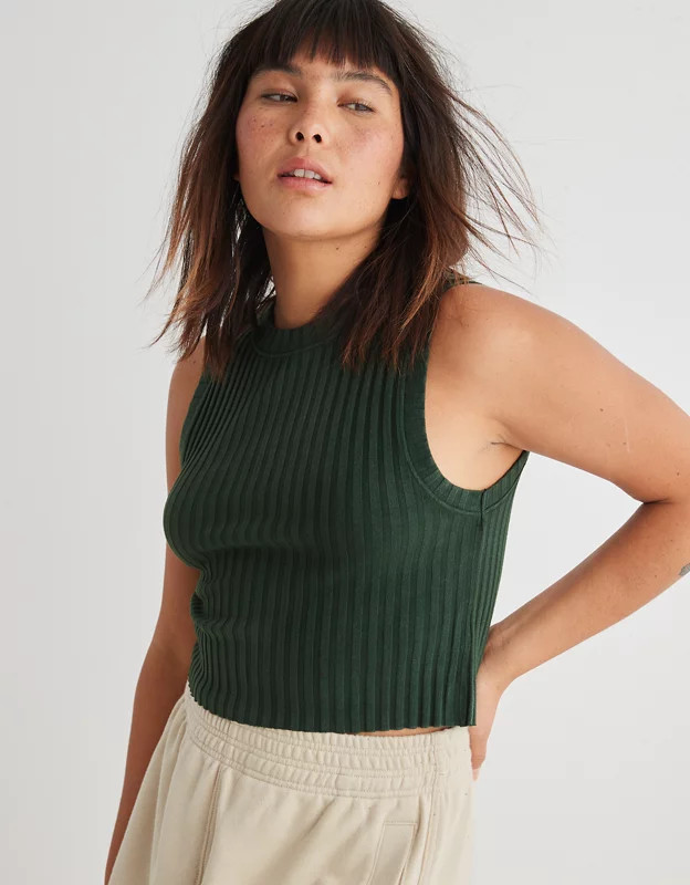 Aerie High Neck Ribbed Tank Top | Aerie