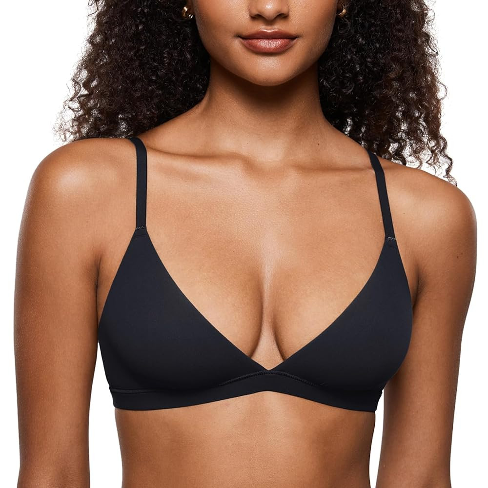 INLYRIC Women's Inbarely Triangle Bralette Plunge Unlined Seamless Bra No Underwire Sexy Comforta... | Amazon (US)