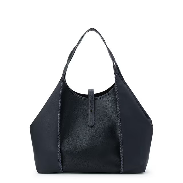 Time and Tru Women's Avery Tote Handbag, Black | Walmart (US)