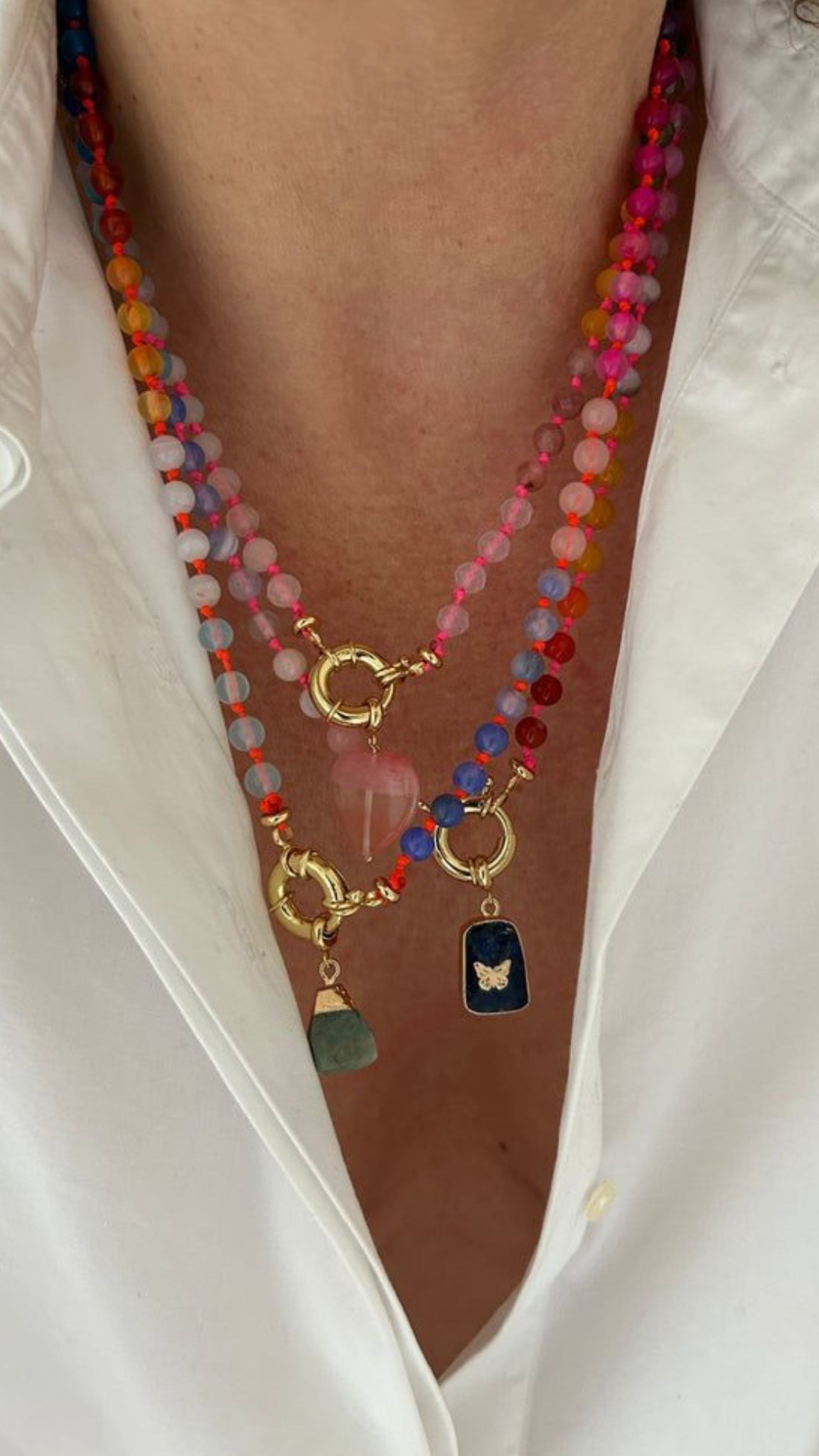 Colorful beaded necklaces 