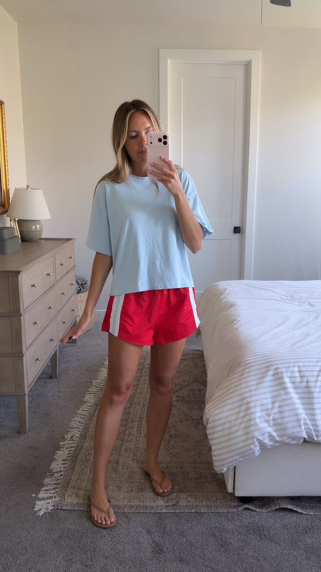 Wearing size M in tee & S in shorts!