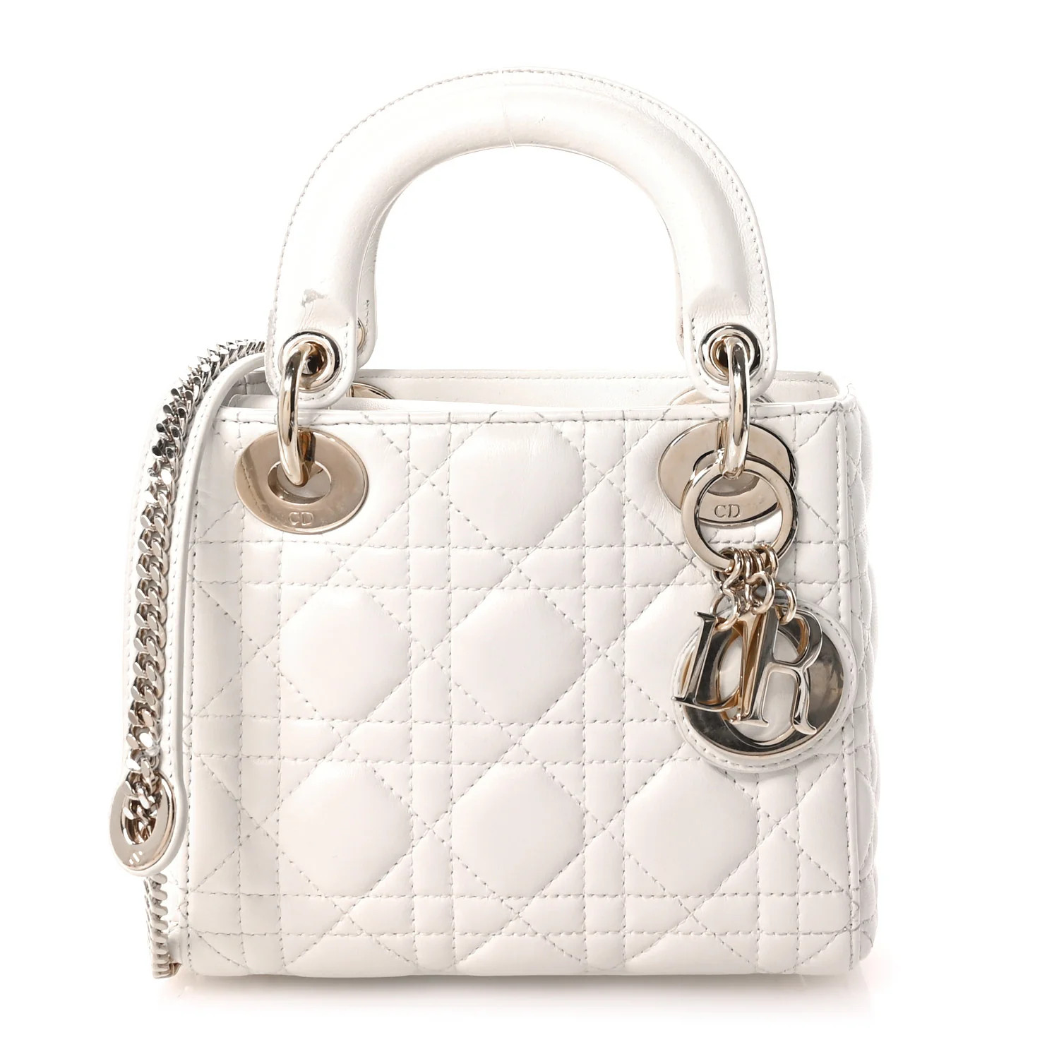Lambskin Cannage Mini Lady Dior White | FASHIONPHILE (US)
