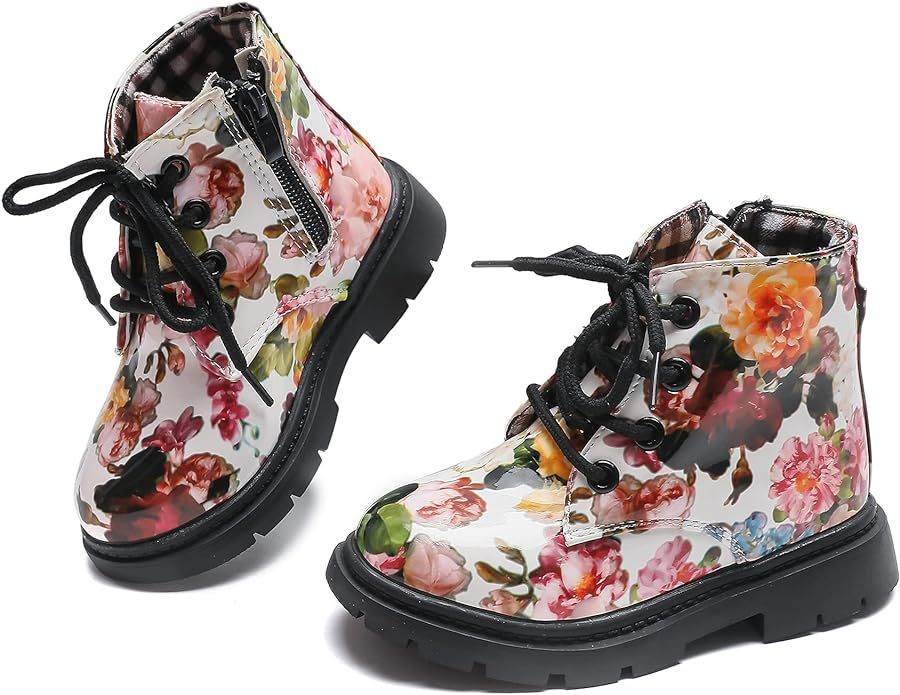 Amazon.com | Komfyea Boy's Girl's Boots Cute Floral Ankle Boots (Toddler/Little Kid) | Boots | Amazon (US)