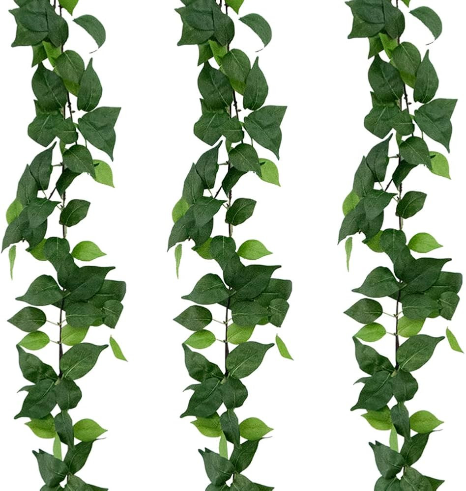 3 Strands Artificial Vines Kit, 71" Silk Eucalyptus Ivy Garland Green Leaves Natural Odorless, Fa... | Amazon (US)