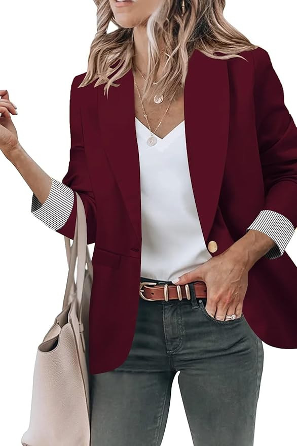 Genhoo Blazer Jackets for Women Open Front Long Sleeve Work Office Casual Blazers with Pockets S-... | Amazon (US)
