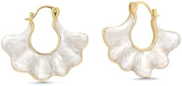 SNGIA 18K gold plated White Cream Enamel Flower Stud Statement Earrings for Women by SNGIA, Daint... | Amazon (US)