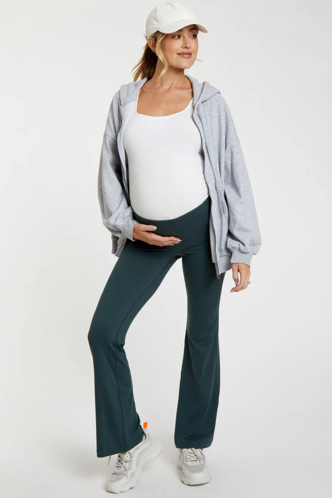 Forest Green Maternity Flared Leggings | PinkBlush Maternity