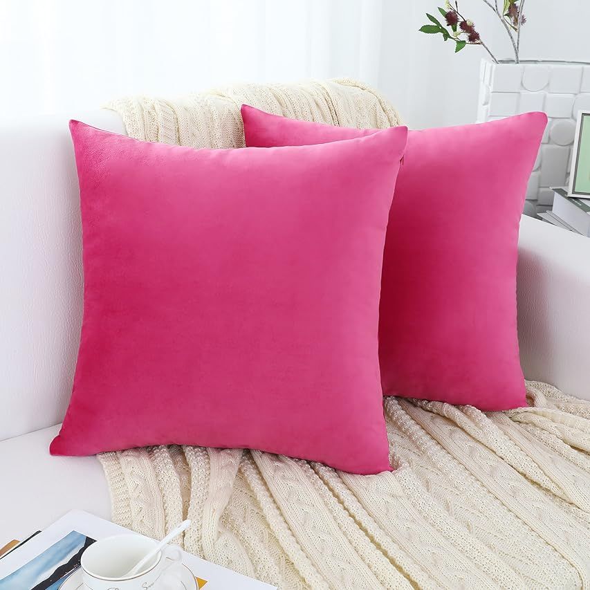 Jeneoo Comfy Soft Thick Velvet Throw Pillow Cases for Sofa Couch, Decorative Solid Square Cushion... | Amazon (US)