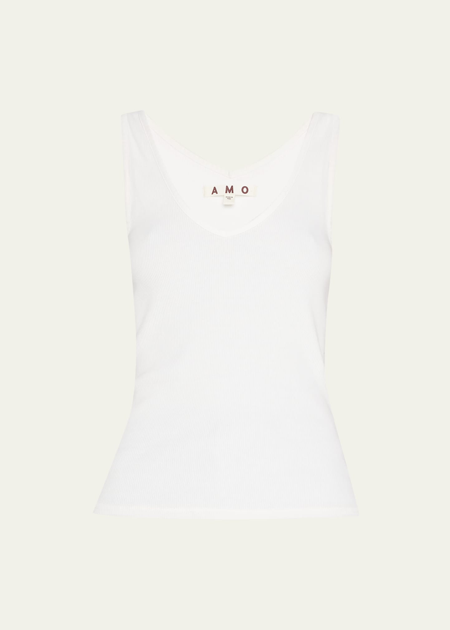 AMO Denim Ribbed V-Neck Tank Top | Bergdorf Goodman