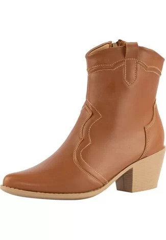 Bota Feminina Western Lumiss Texana Confortável Country Cano Curto Salto Grosso Rodeio Bico Fino... | Dafiti (BR)
