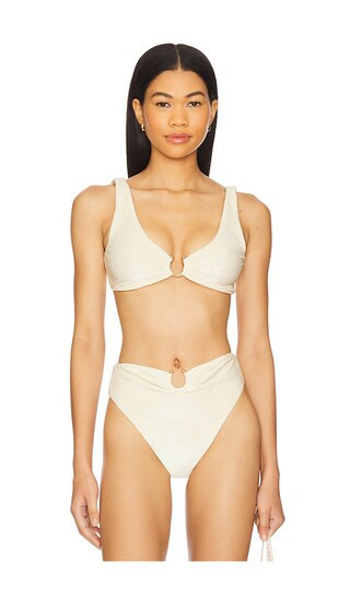 JADE SWIM Reiss Bikini Top in Cream,Metallic Neutral. - size L | Revolve Clothing (Global)