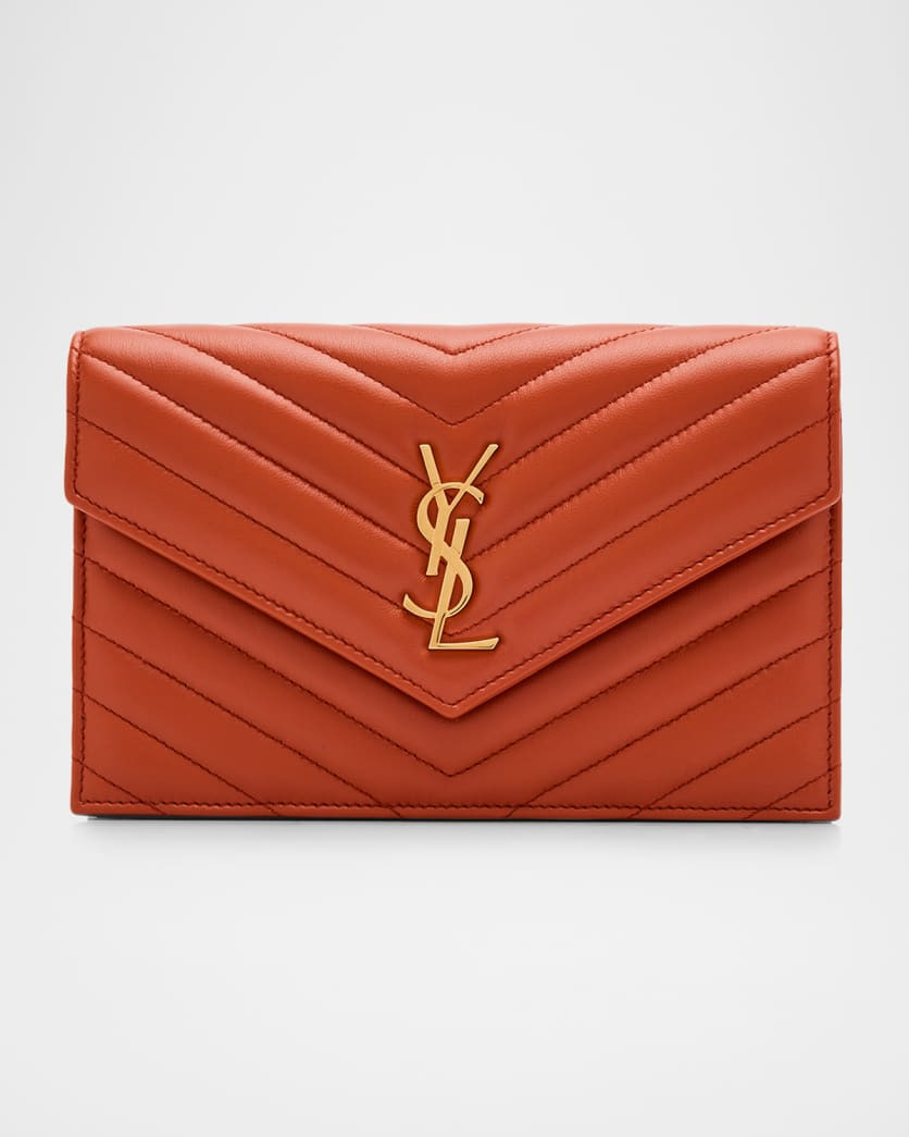 Small YSL Wallet on Chain in Grain Leather | Neiman Marcus