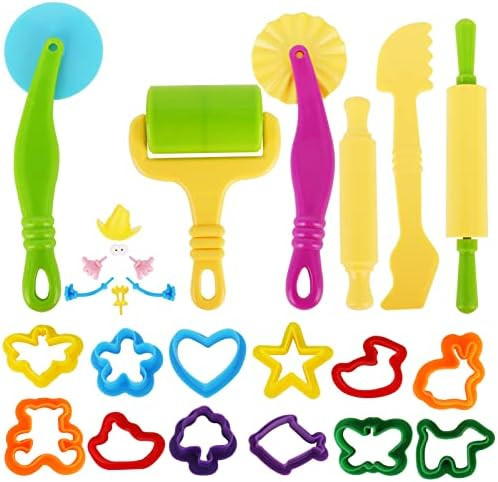 Dough Tools Set for Kids Ages 2-4, 25pc Creative Play Accessories with Molds and Cutters, Non-Tox... | Amazon (US)