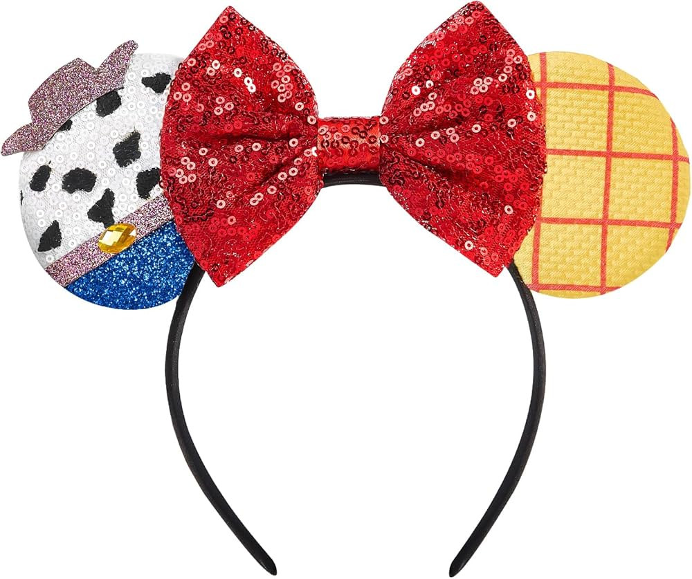 LYLIN Mouse Ears Headband, Mouse Ears with Sequin Bow for Kids Women, Sparkle Mouse Ears Hair Acc... | Amazon (US)