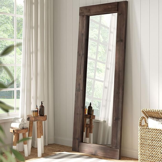 Barnyard Designs 24x64 Leaner Floor Mirror Full Length, Large Rustic Wall Mirror Free Standing, L... | Amazon (US)