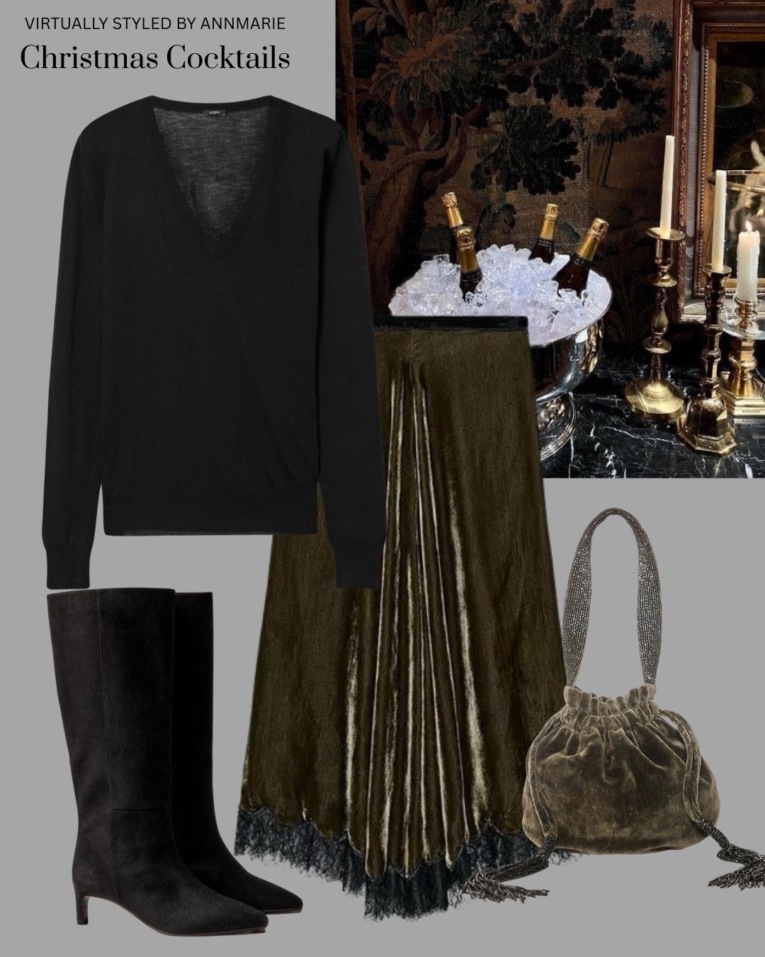 Christmas day outfit, festive outfit with a velvet skirt 

#LTKstyletip #LTKover50style #LTKfestive
