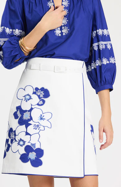 Simone Applique Skirt - Multi Blue Floral | tyler boe