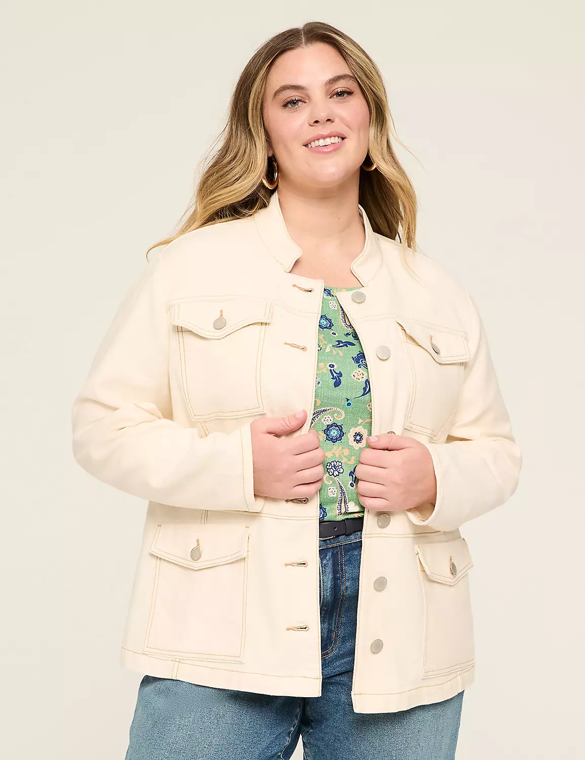 Stretchy Dobby Utility Jacket | Lane Bryant (US)