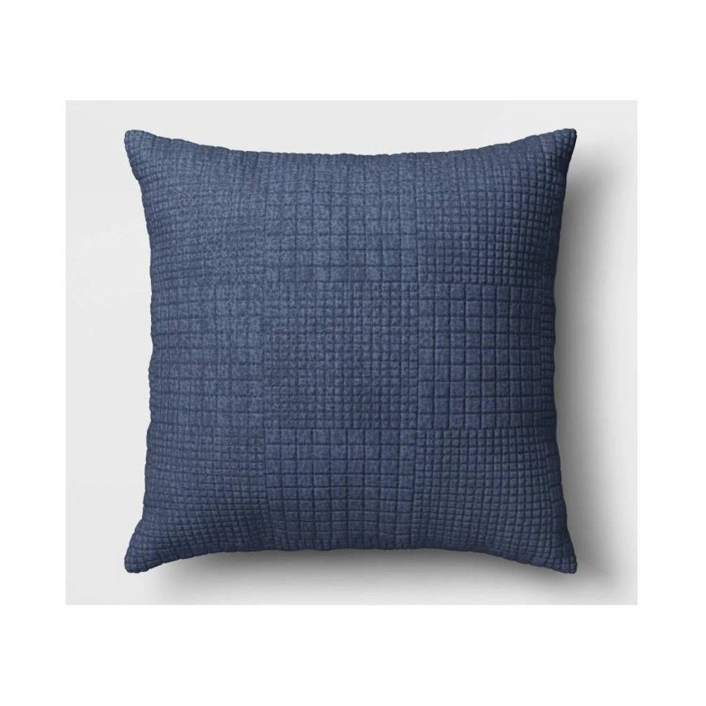 24""x24"" Oversized Velvet Grid Square Throw Pillow Blue - Threshold | Target