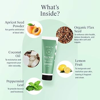 Arata Refreshing Face Wash With Ayurvedic Lemon Oil, Peppermint & Organic Flaxseed | EWG Certifie... | Amazon (US)