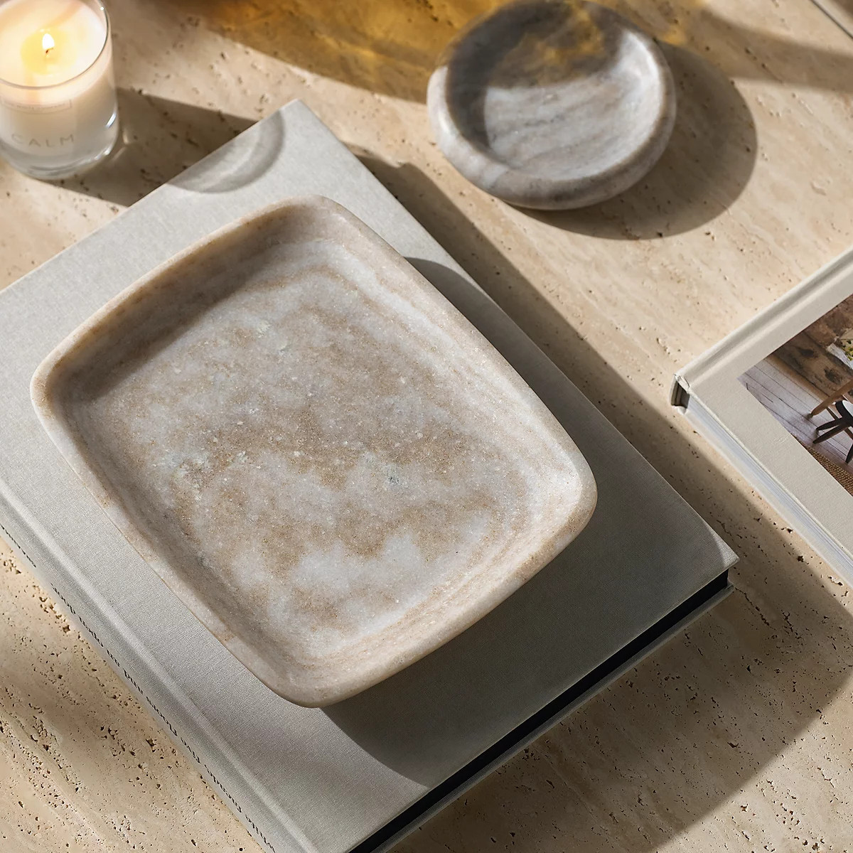 The White Company Marlow Marble Tray, Natural Stone, Size: One Size | The White Company UK & ROW