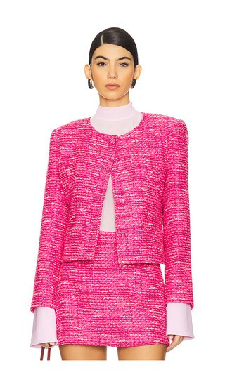 Susanna Chow Amara Tweed Jacket in Pink. - size XS | Revolve Clothing (Global)
