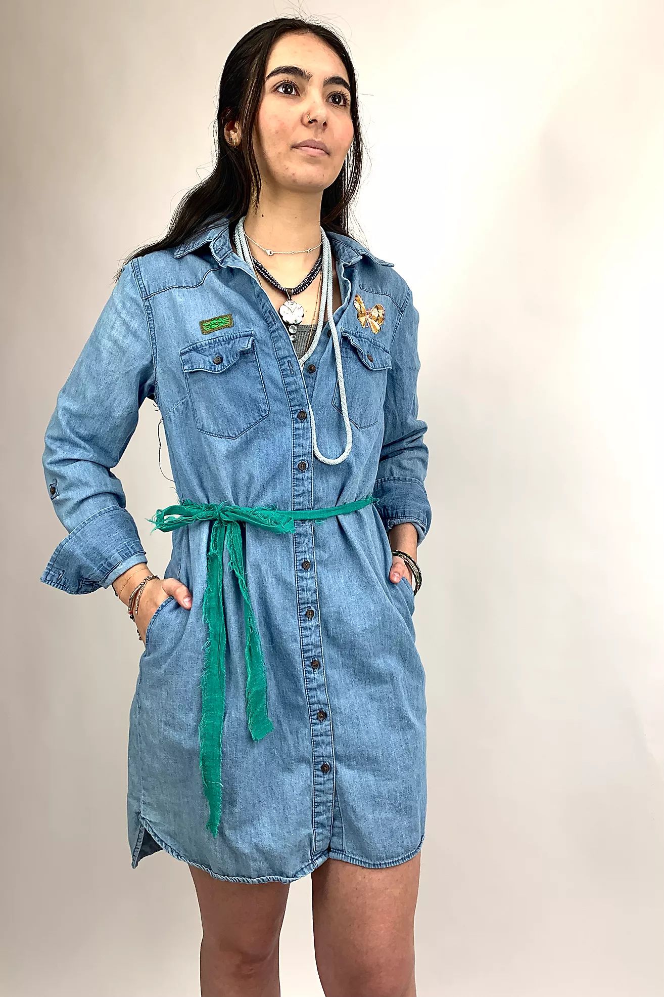 Anna Corinna Chambray Patched Shirt Dress | Free People (Global - UK&FR Excluded)