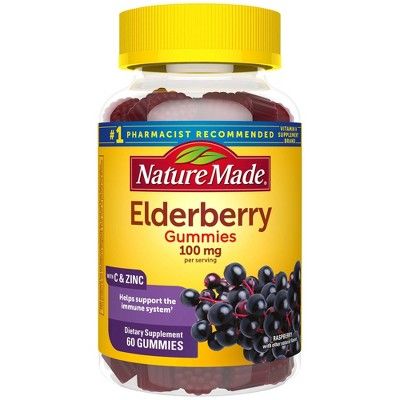 Nature Made Elderberry 100mg with Vitamin C & Zinc Gummies - 60ct - Raspberry | Target