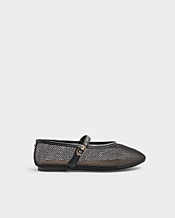 Black mesh buckle ballet pumps | River Island (UK & IE)