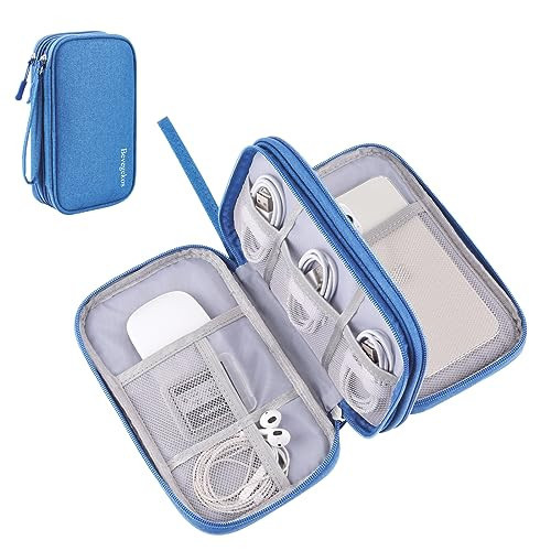 Bevegekos Electronics Organizer Case Travel Accessories Cords Cables Pouch Power Bank Bag (Medium, Azure Blue) | Amazon (US)