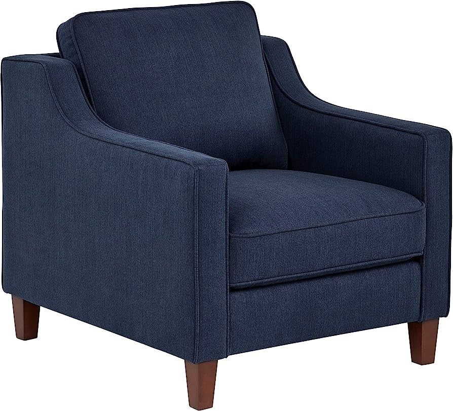 Amazon Brand – Stone & Beam Blaine Modern Upholstered Living Room Accent Chair, 32.3"W, Navy Bl... | Amazon (US)