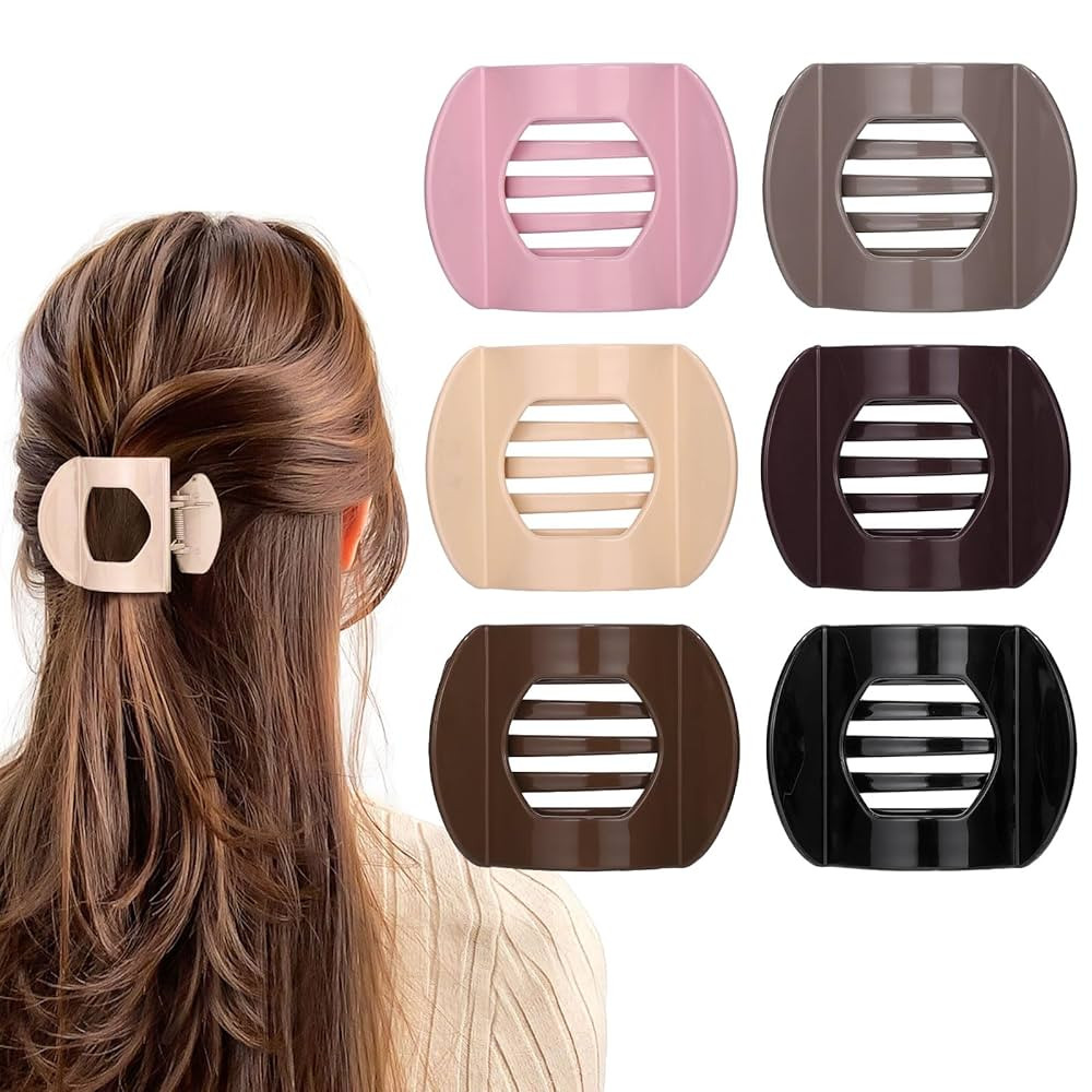 6 PCS Flat Hair Clips, Strong Hold Flat Claw Clips French Hair Barrettes Hair Claws for Women Gir... | Amazon (US)