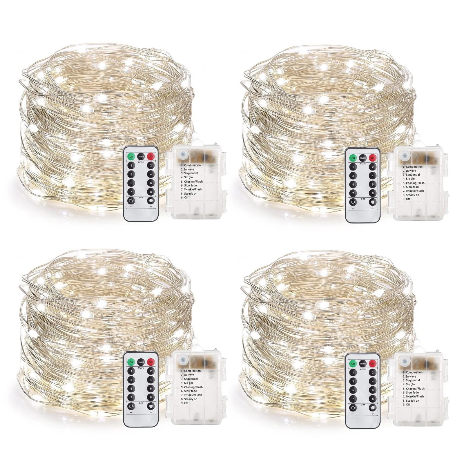 33 Feet 100 Led Fairy Lights Battery Operated with Remote Control Timer Waterproof Copper Wire Tw... | Walmart (US)