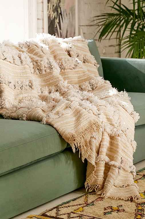 One-Of-A-Kind Moroccan Wedding Blanket,IVORY,ONE SIZE | Urban Outfitters US