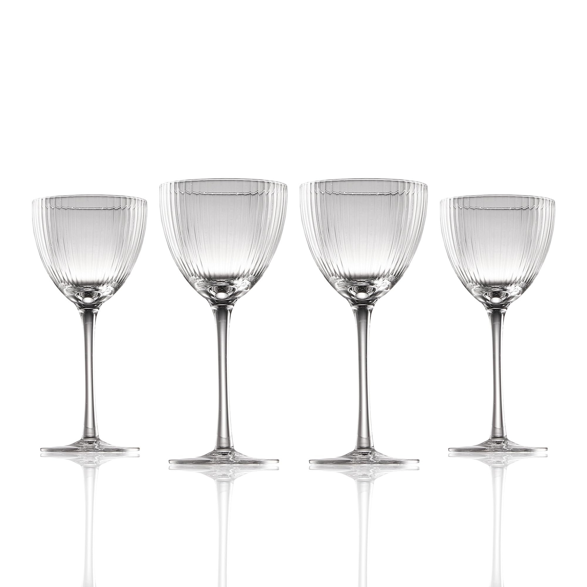 Nick and Nora Cocktail & Mocktail Glasses Set of 4- Handcrafted Stripes & Texture Design (5oz Lea... | Amazon (US)