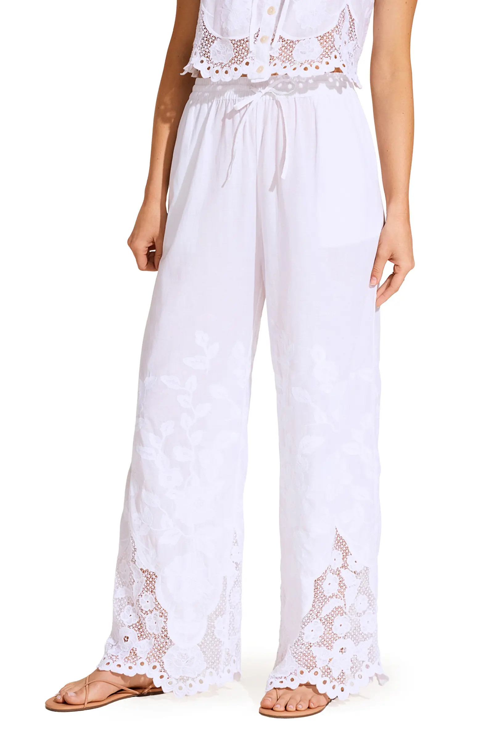 Floral Broderie Anglaise Cover-Up Pants | Nordstrom