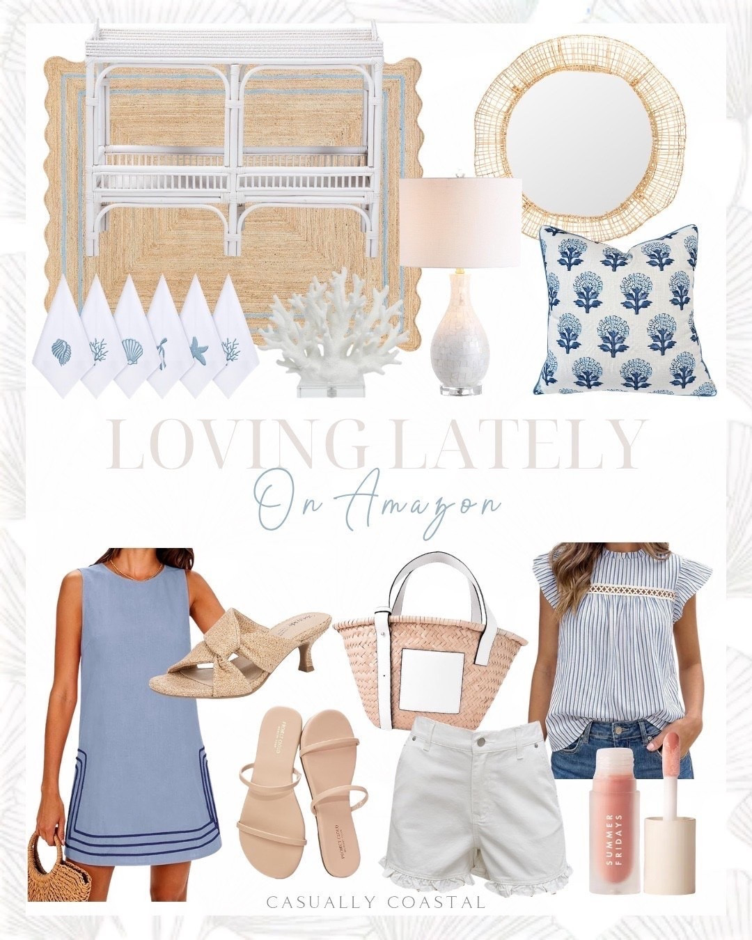 Loving Lately on Amazon 

Amazon home decor, coastal home decor, coastal style, Amazon dress, Amazon blouse, Amazon shorts, Amazon mirror, amazon lamp, amazon tote bag, amazon sandals, amazon pillow cover, amazon heels, straw basket tote bag, rattan console table, coastal console table, coastal embroidered napkins, natural cane round mirror, summer fridays dream lip oil, boho a-line mini dress, blue dress, striped blouse, white denim shorts, ruffle shorts, neutral heeled sandals, memory foam sandals, strappy sandals, Amazon rug, coastal rug, scalloped jute runner, mother of pearl seashell table lamp, beach house decor, beach home, coral reef, blue botanical print throw pillow cover

#LTKHome #LTKSeasonal
