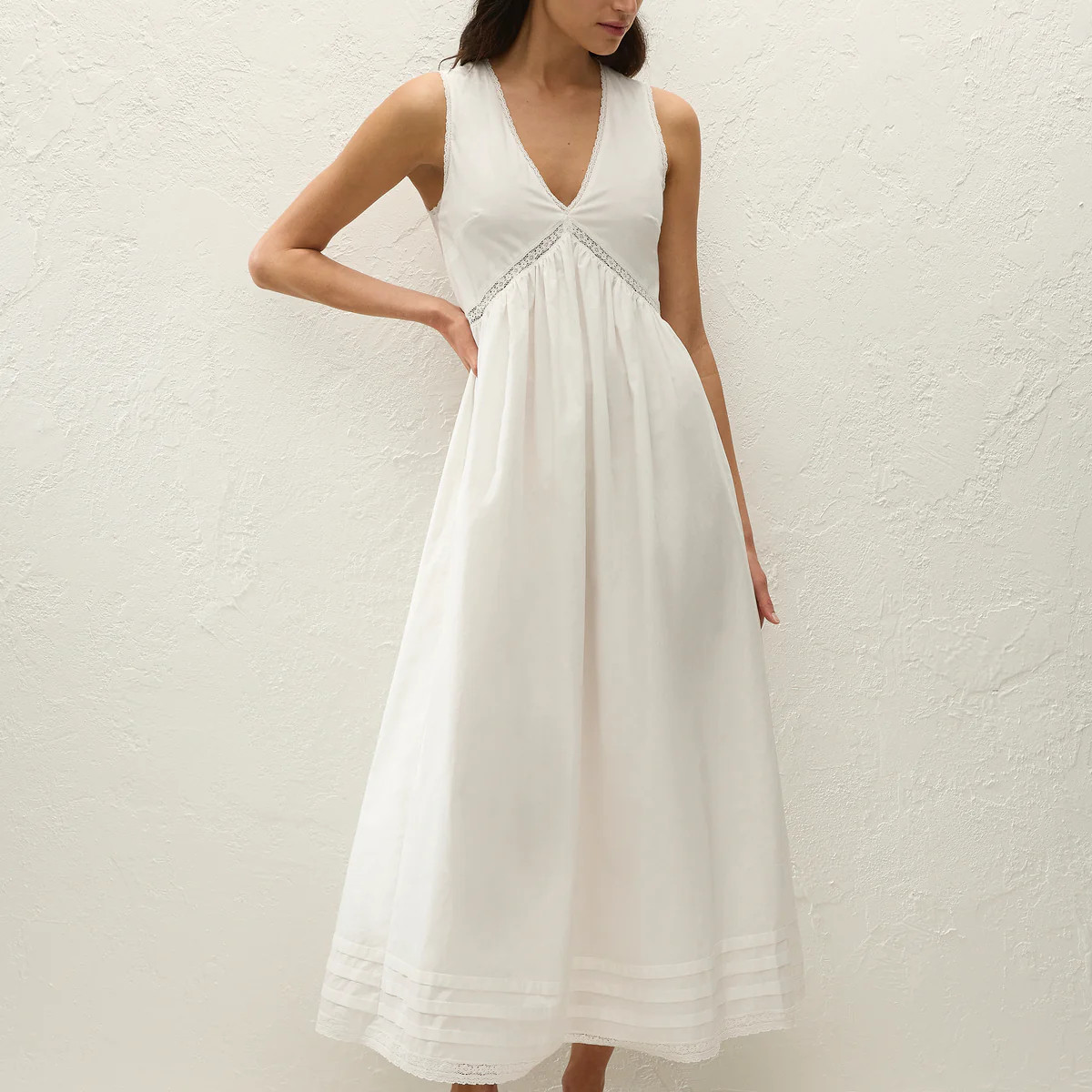 Fiora Midi Dress Fresco Lace White | Faithfull (AU)