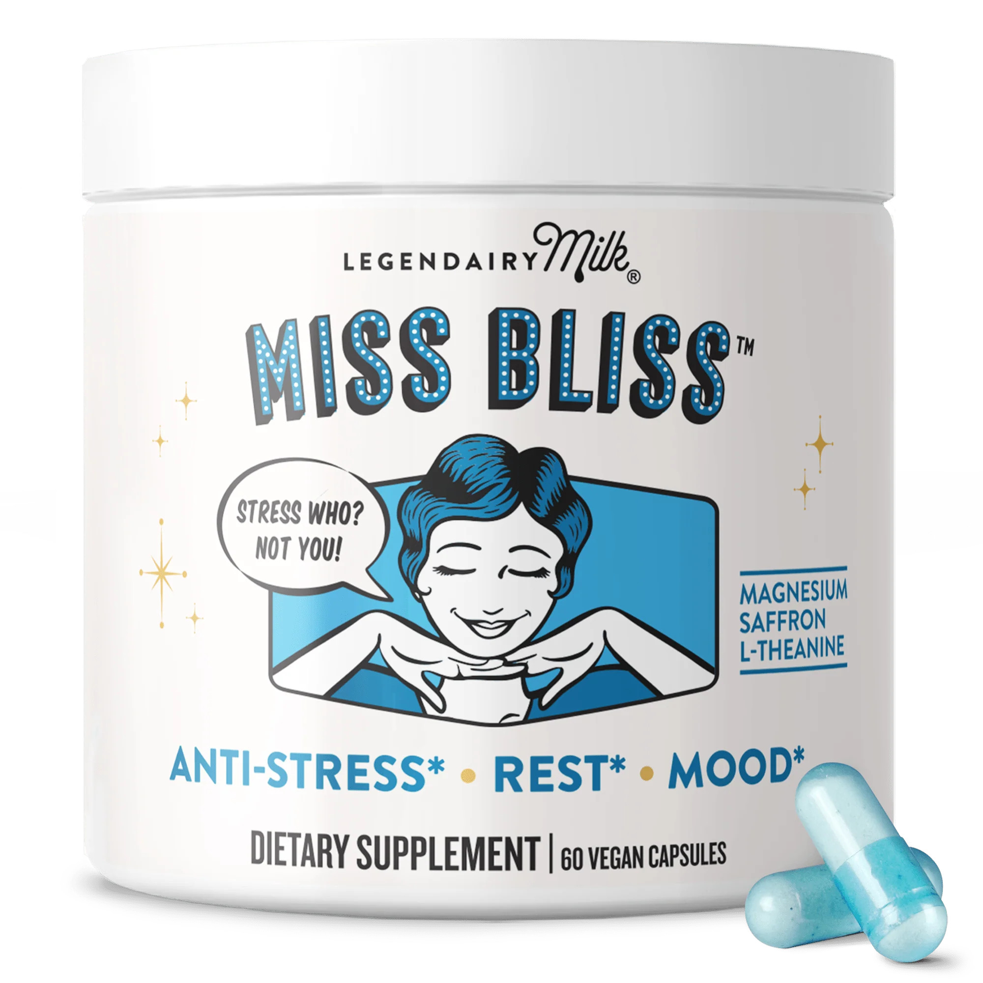 Miss Bliss™ Anti-Stress Supplement with Saffron & L-Theanine | Legendairy Milk