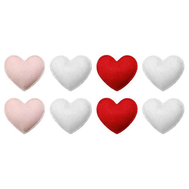 8pc Stuffed Heart Valentine's Day Decorative Filler White/Red/Pink - Spritz™ | Target
