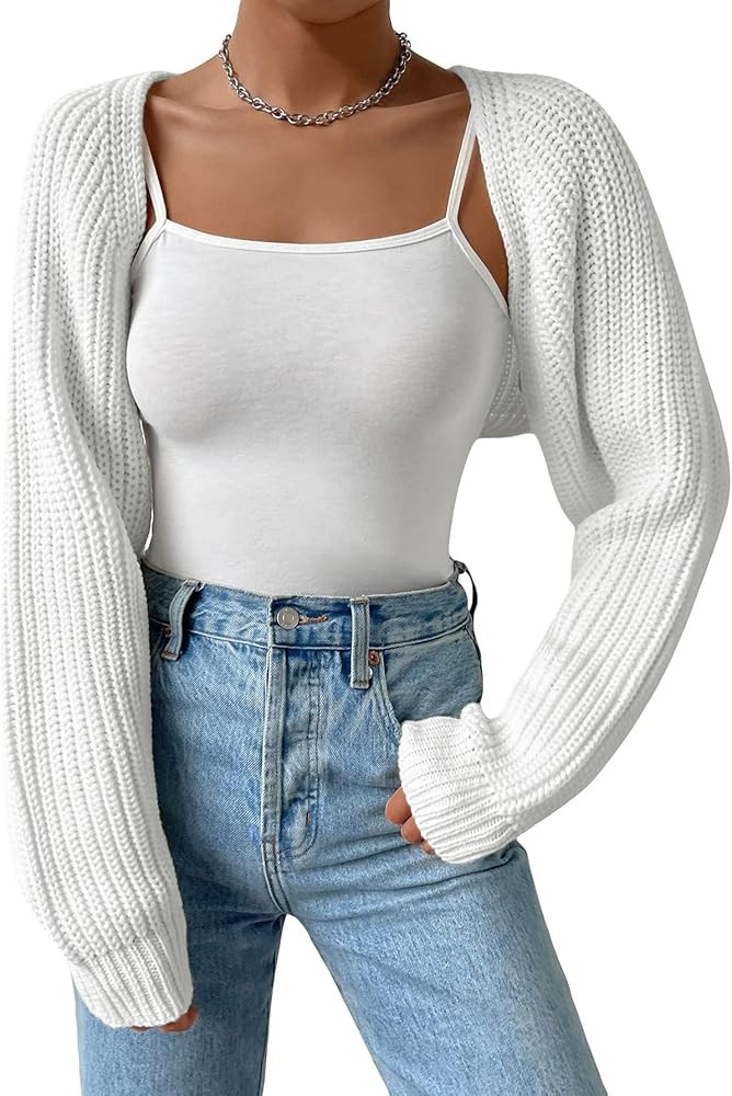 Women's Bolero Shrug Sweater Croped Cardigan Sweater Open Front Knit | Amazon (US)