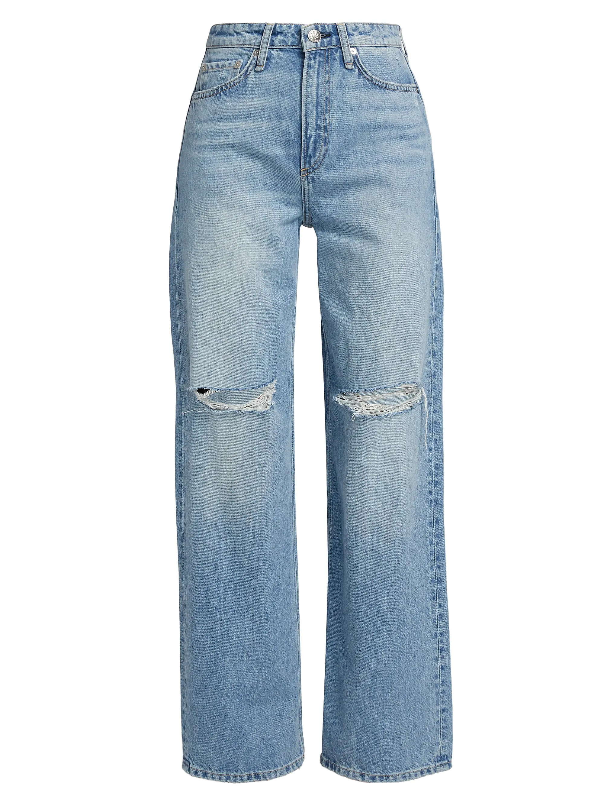 rag & bone Logan Distressed Mid-Rise Wide-Leg Jeans | Saks Fifth Avenue | Saks Fifth Avenue