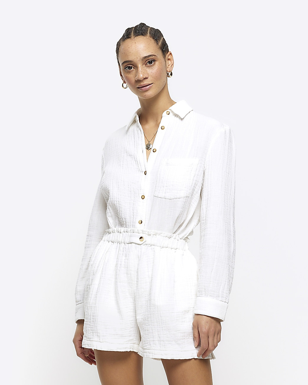 White elasticated shorts | River Island (UK & IE)